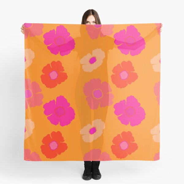 Vista previa del artículo con la obra «Patrón de flor de neón naranja y rosa fuerte», diseñado y vendido por IZiets.