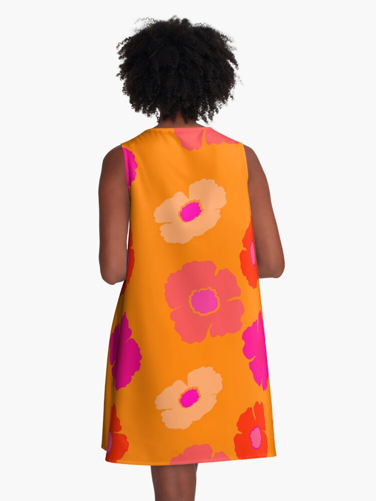 Neon Orange And Hot Pink Flower Pattern