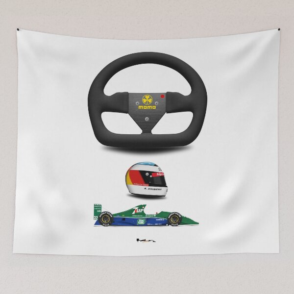 Item preview, Jordan 191 - Steering wheel, helmet and car print (white) designed and sold by JageOwen.