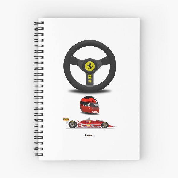 Item preview, Gilles Villeneuve Front 312T4 - Steering wheel, helmet and car print (white) designed and sold by JageOwen.