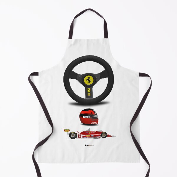 Item preview, Gilles Villeneuve Front 312T4 - Steering wheel, helmet and car print (white) designed and sold by JageOwen.