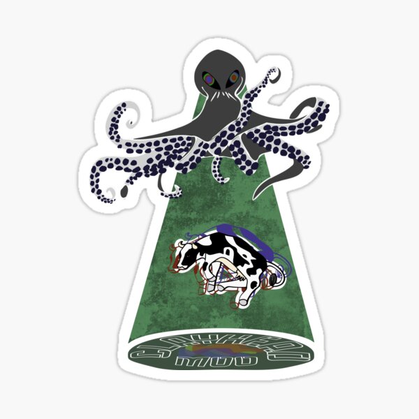 Item preview, Clayhead Moo Band Shirt Gray Alien Octopus Abducts Cow designed and sold by MyThingNow.