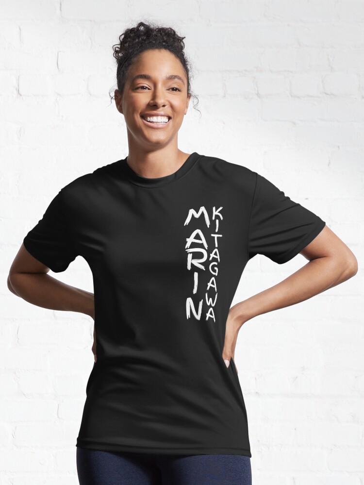 Discover Marin Kitagawa Name White Text in Aesthetic Font - Black | Active T-Shirt