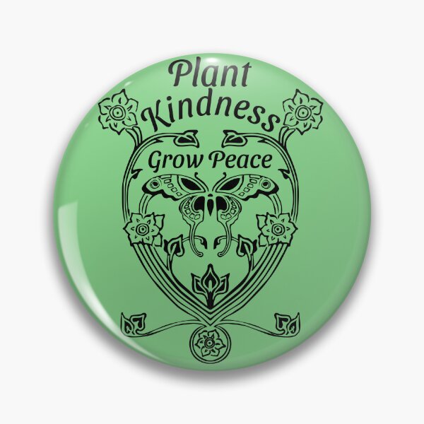 Item preview, Plant Kindness Grow Peace (Flowers and Butterfly stencil) (Black) designed and sold by MyThingNow.