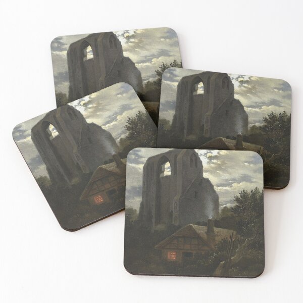 Item preview,  Ruins of thEldena Monastery with cottage near Greifswald in Moonlight - Carl Gustav Carus designed and sold by Vintage Designs +.