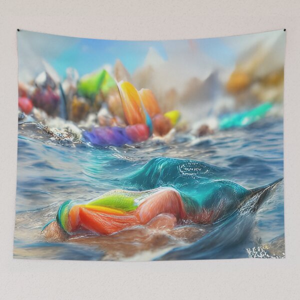Item preview, AI Generated Art, Ocean Colourful Pencil Sketch designed and sold by ACC .