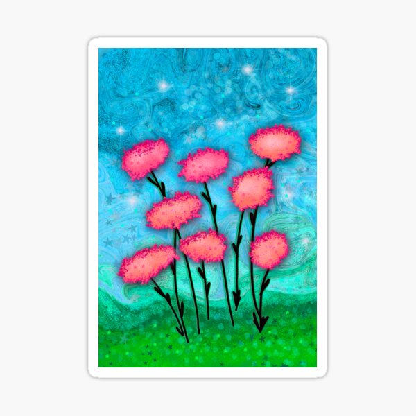 Firecracker Poppies Painting Sticker
