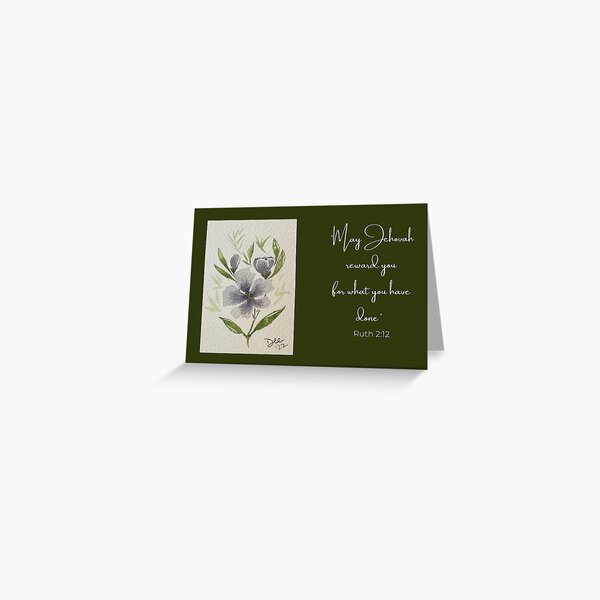 Original Watercolor Greeting Card by Dee with Scripture Ruth 2:12 Greeting Card