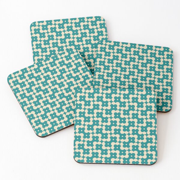 Item preview, Blomma, Cyan Retro Flower Pattern in Retro Color Style designed and sold by BesanoStyle.