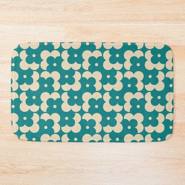 Item preview, Blomma, Cyan Retro Flower Pattern in Retro Color Style designed and sold by BesanoStyle.