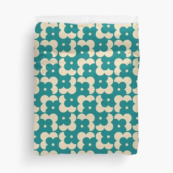 Item preview, Blomma, Cyan Retro Flower Pattern in Retro Color Style designed and sold by BesanoStyle.