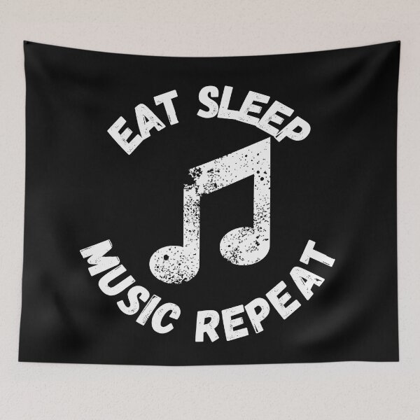 Item preview, Eat Sleep Music Repeat Quaver Distressed Grunge Effect In Black designed and sold by LuckyKermit.