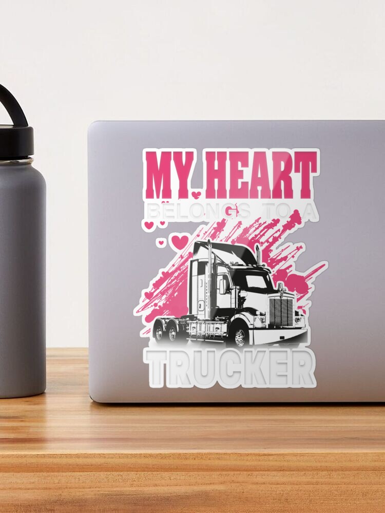 "My Heart Belongs To A Truck Driver" Decal Sticker 2-Pack - 5 Inch Vinyl Decals