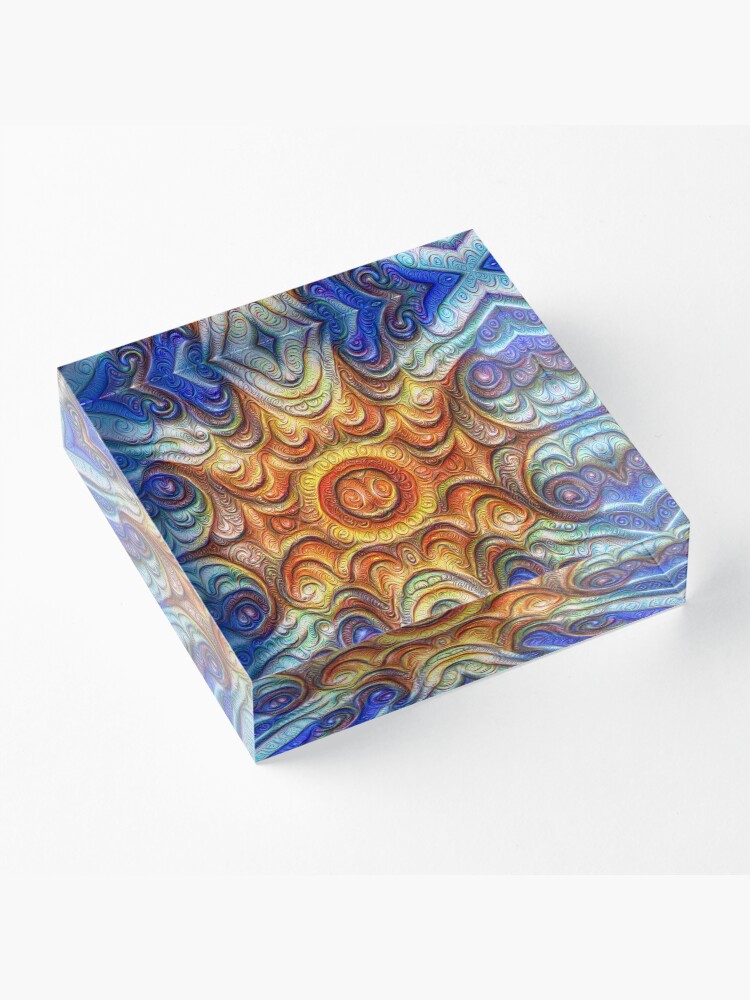 Alternate view of Frozen Sun #DeepDream #Art Acrylic Block
