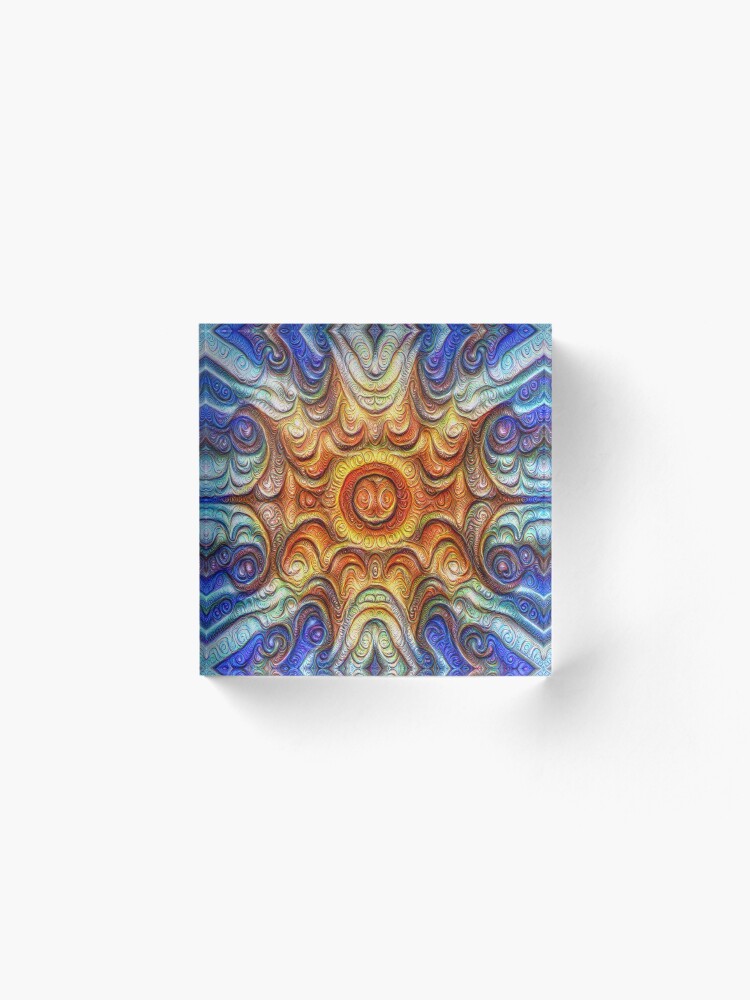 Alternate view of Frozen Sun #DeepDream #Art Acrylic Block