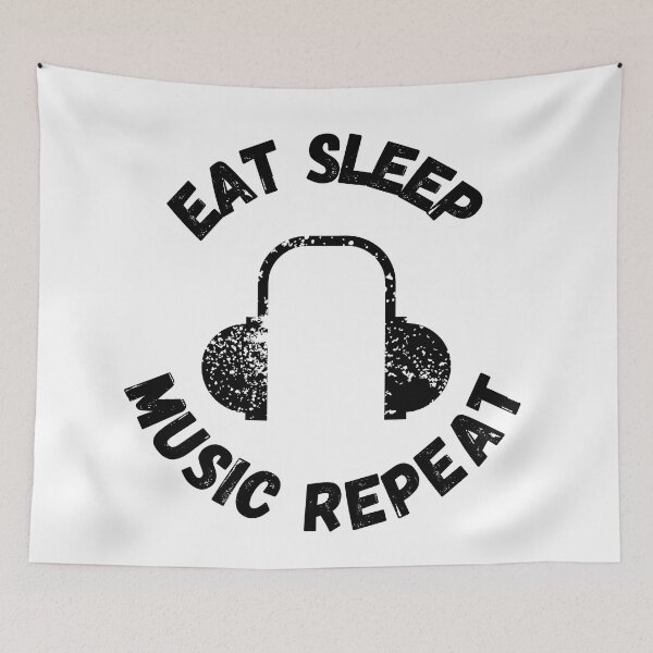 Item preview, Eat Sleep Music Repeat Headphones Distressed Grunge Effect designed and sold by LuckyKermit.
