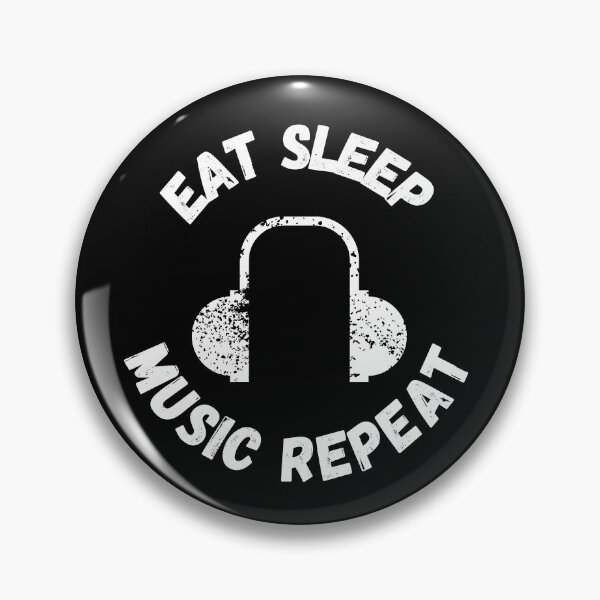 Item preview, Eat Sleep Music Repeat Headphones Distressed Grunge Effect In Black designed and sold by LuckyKermit.