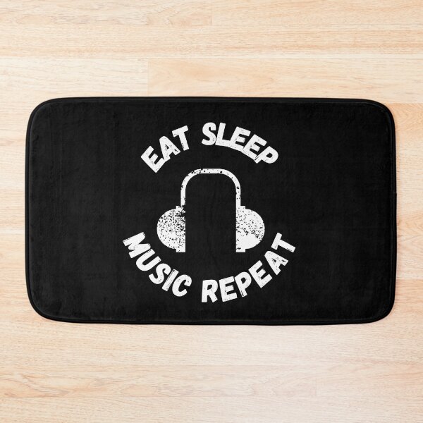 Item preview, Eat Sleep Music Repeat Headphones Distressed Grunge Effect In Black designed and sold by LuckyKermit.
