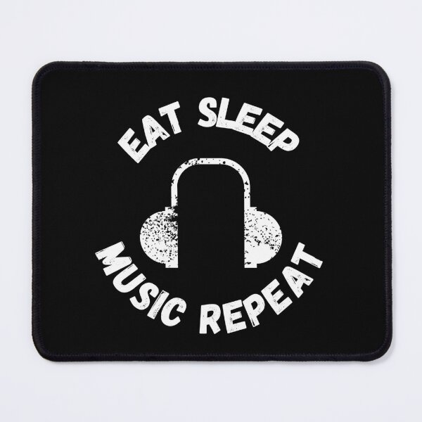 Item preview, Eat Sleep Music Repeat Headphones Distressed Grunge Effect In Black designed and sold by LuckyKermit.