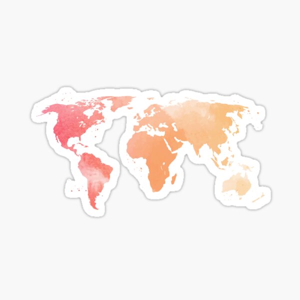 Watercolour Map of the World Sticker