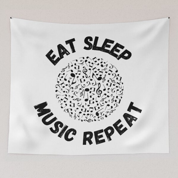 Item preview, Eat Sleep Music Repeat Notes Circle designed and sold by LuckyKermit.