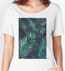 Dark green palms leaves pattern Women's Relaxed Fit T-Shirt