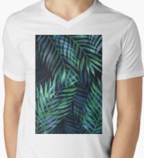 Dark green palms leaves pattern Men's V-Neck T-Shirt