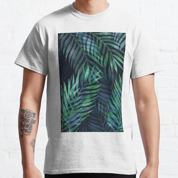 Dark green palms leaves pattern Classic T-Shirt