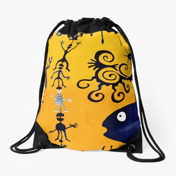 This is a yellow-blue dream Drawstring Bag