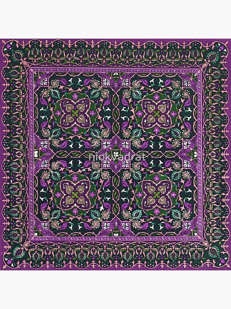 "Victorian Arts and Crafts Textile Design 1851 in Purples" Poster for