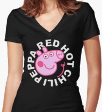 Red Hot Chili Peppa Women's Fitted V-Neck T-Shirt