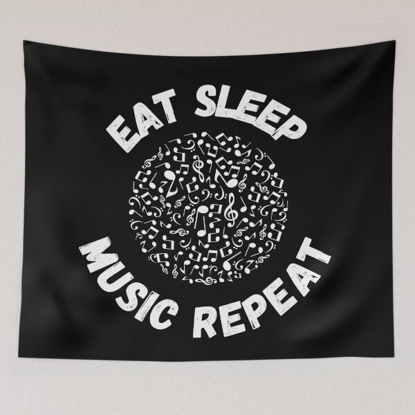 Item preview, Eat Sleep Music Repeat Notes Circle In Black designed and sold by LuckyKermit.