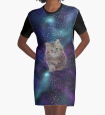 Space cat - MEOW! Graphic T-Shirt Dress
