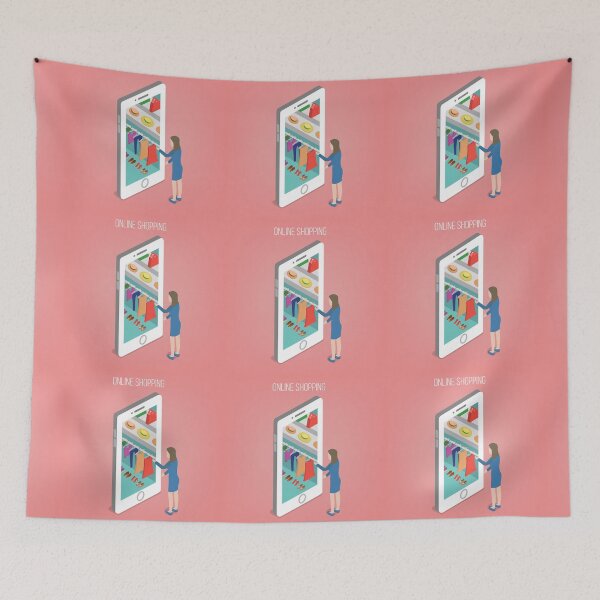 Item preview, Online Shopping Concept in Isometric Style. Woman with Smart Phone designed and sold by ivector.
