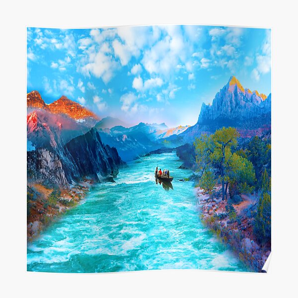Dramland, River, Forest, Sky and Mountains Poster