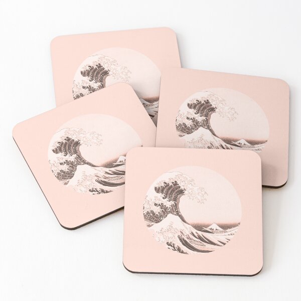Item preview, Kanagawa Japanese Art The Great Wave Pale Pink Pastel designed and sold by candymoondesign.