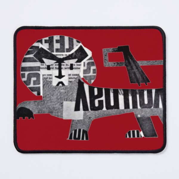 Item preview, Lion, newspaper collage, inscriptions, letters, black and white design, interesting idea designed and sold by NessArtByEwa.