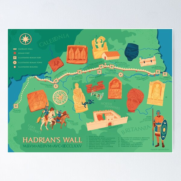 Item preview, Hadrians Wall Illustrated Map designed and sold by flaroh.