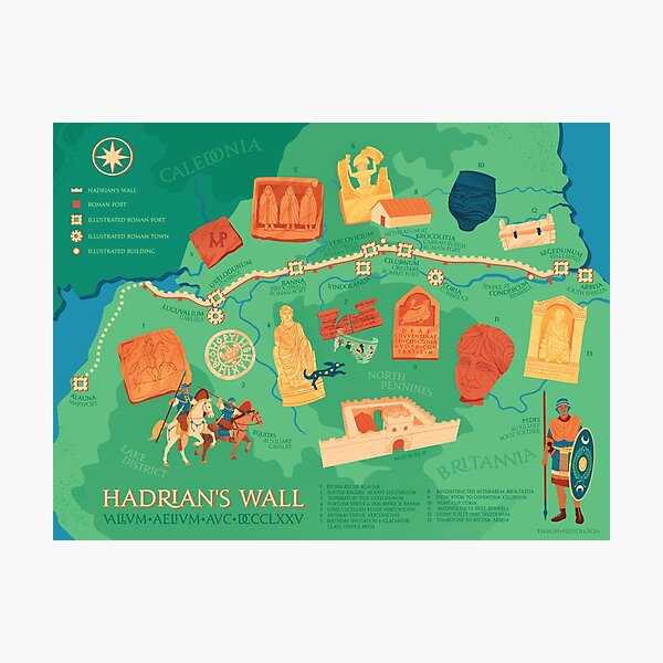 Item preview, Hadrians Wall Illustrated Map designed and sold by flaroh.