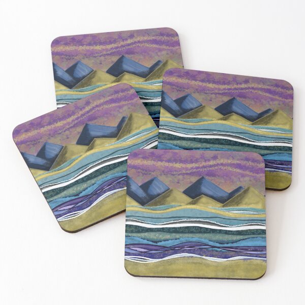 Item preview, Abstract mountain range - blue gold purple patterns designed and sold by Inktown.