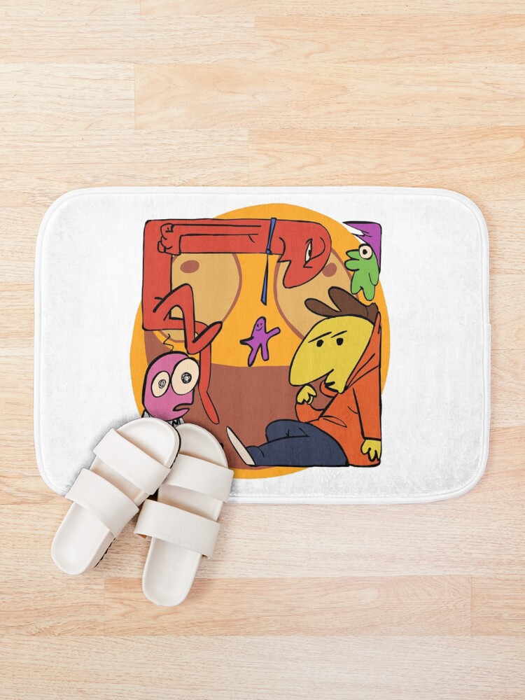 Thumbnail 1 of 6, Bath Mat, Smiling Friends designed and sold by DreamPattern.