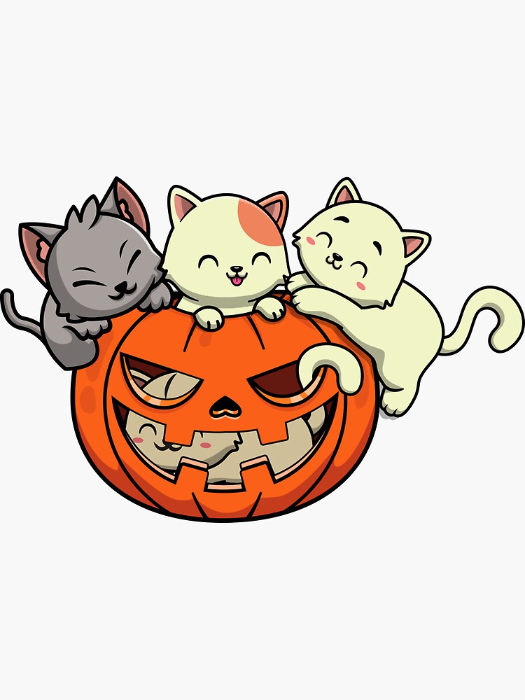 Pumpkin Cat Sticker Scaredy Cat Sticker Halloween Cat 