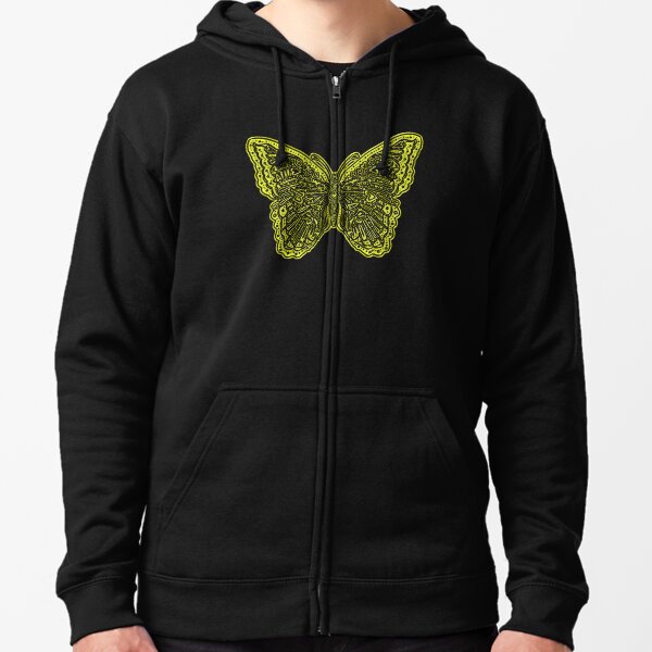 Beautiful Butterfly - Yellow Zipped Hoodie
