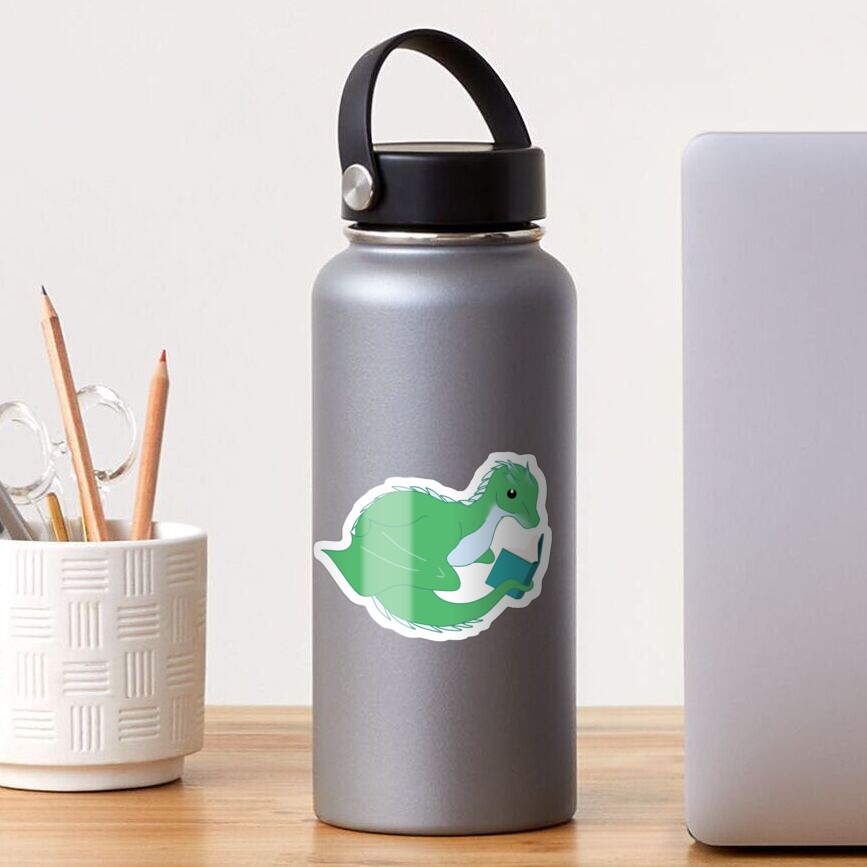 Green Bookwyrm Sticker