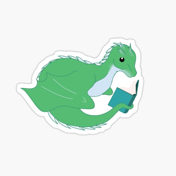 Green Bookwyrm Glossy Sticker