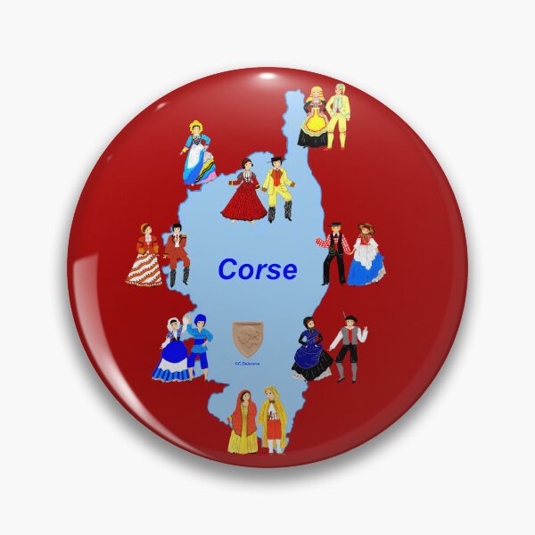 Item preview, Map of Corsica and its traditional costumes, France designed and sold by Catherine Debusne.