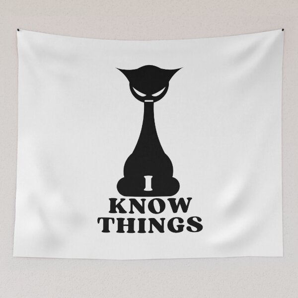 Item preview, I KNOW THINGS ANGRY CAT SILHOUETTE - Funny Cat Pictures with Captions and Cat Sayings designed and sold by FunnyCatsFam.