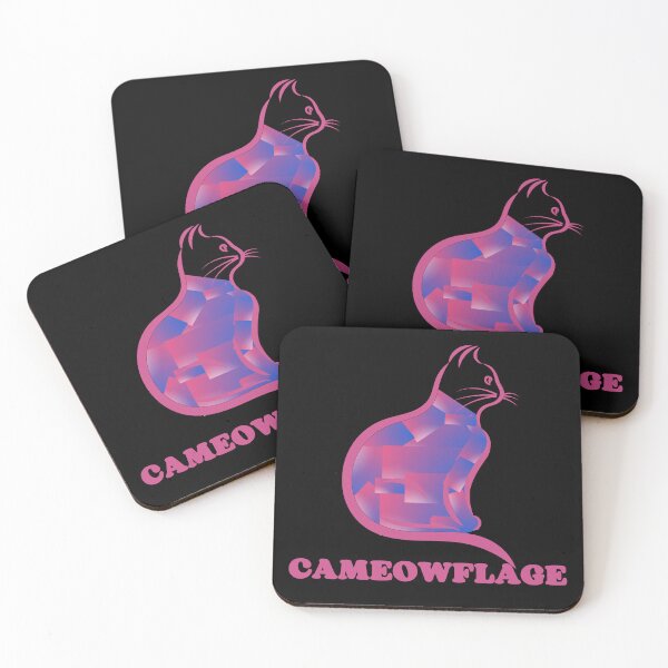 Item preview, HOT PINK CAMEOWFLAGE Multicolored Collage Cat Silhouette - Funny Cat Pictures with Captions  designed and sold by FunnyCatsFam.