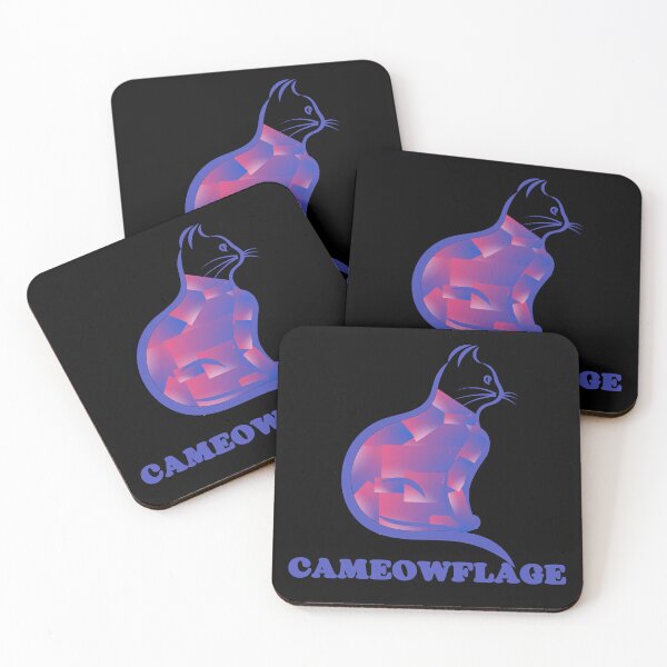 Item preview, DARK SEA BLUE CAMEOWFLAGE Multicolored Collage Cat Silhouette - Funny Cat Pictures with Captions  designed and sold by FunnyCatsFam.
