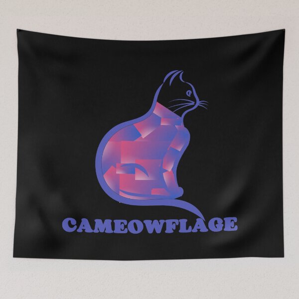 Item preview, DARK SEA BLUE CAMEOWFLAGE Multicolored Collage Cat Silhouette - Funny Cat Pictures with Captions  designed and sold by FunnyCatsFam.